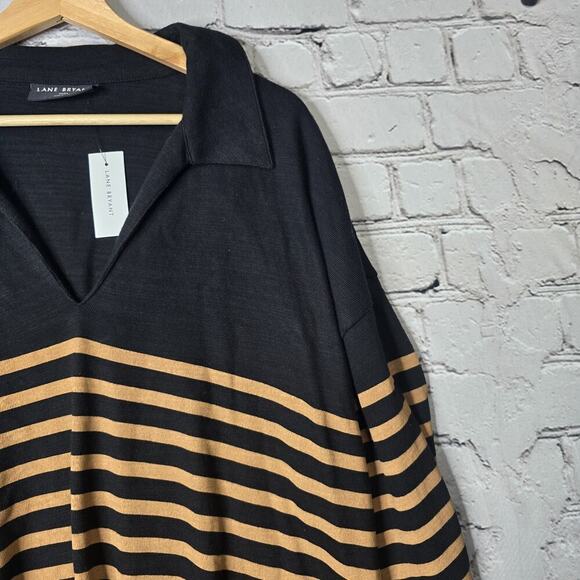 Lane Bryant Striped Relaxed Fit Drop Shoulder Long Sleeve Sailor Collar New 22/4 - Picture 4 of 10